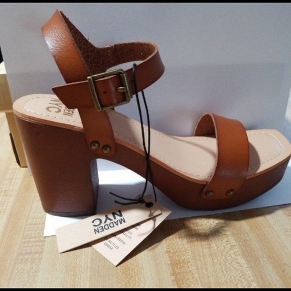 Madden NYC Women's Slingback Lift Platform Sandals - Cognac Brown Size 9 Shoe - Picture 6 of 11